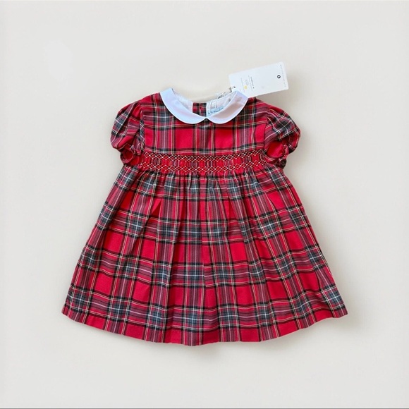 Tutto Piccolo Smocked Plaid Dress Red Girl's Size 24 Months 2T - Picture 1 of 16